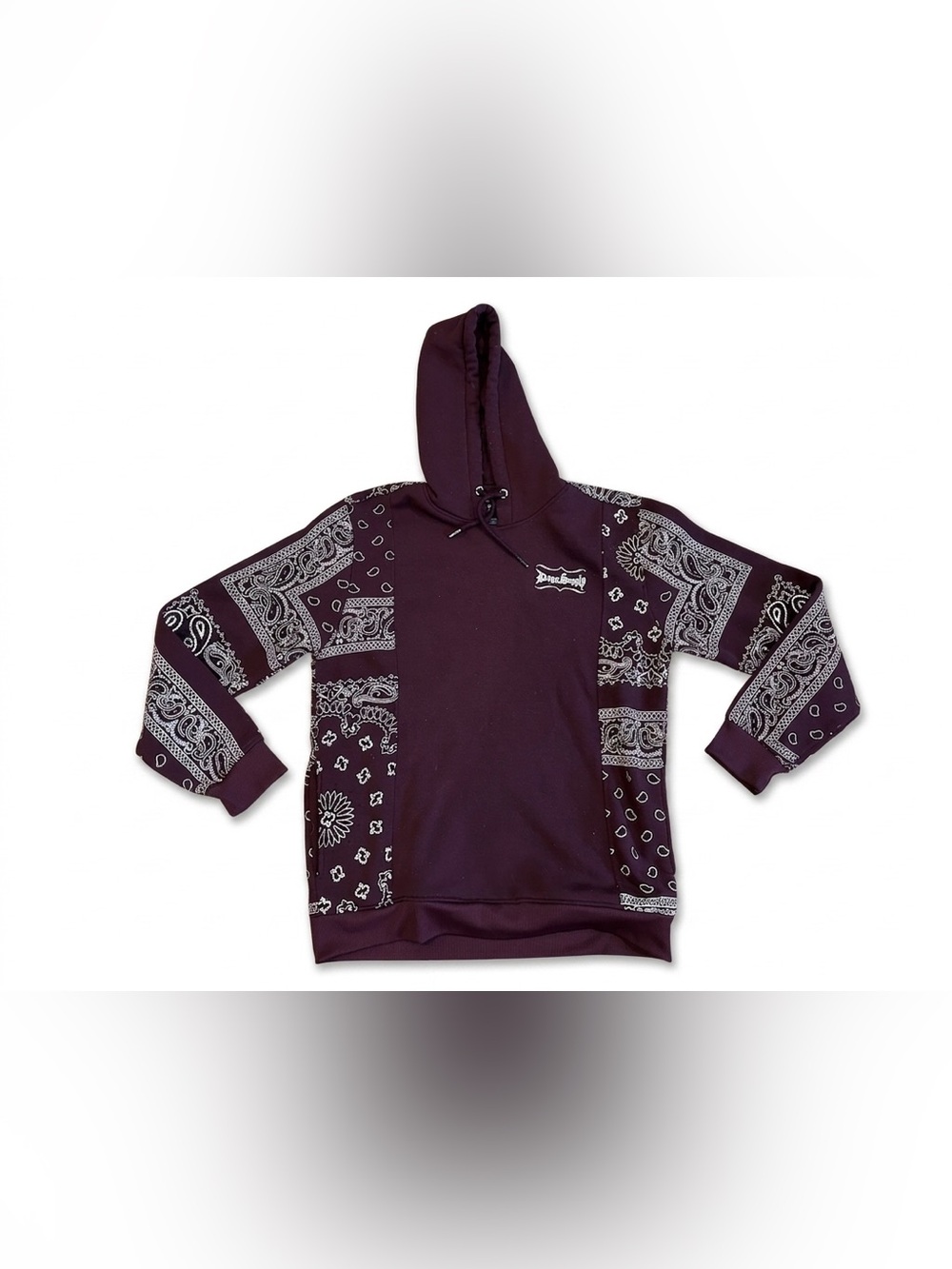 Snoop Dogg Dogg Supply Hoodie Medium M Maroon Paisley Bandana Print Sweatshirt